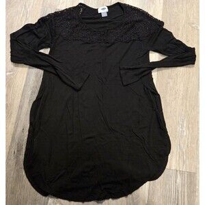 Old Navy Black Lace Shoulder Long Sleeved Women’s Shirt XS Tunic Split‎ sides